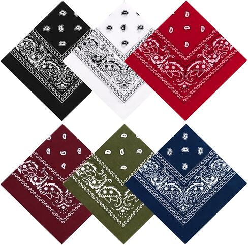 6 حزمة 22 "x22" Bandanas الخفيفة الوزن للرجال والنساء 100 ٪ القطن باندانا in Kuwait
