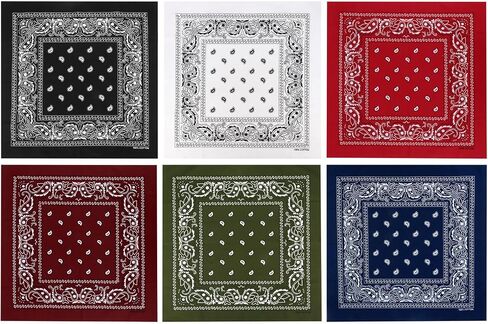 6 حزمة 22 "x22" Bandanas الخفيفة الوزن للرجال والنساء 100 ٪ القطن باندانا in Kuwait