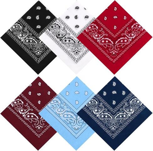 6 حزمة 22 "x22" Bandanas الخفيفة الوزن للرجال والنساء 100 ٪ القطن باندانا in Kuwait