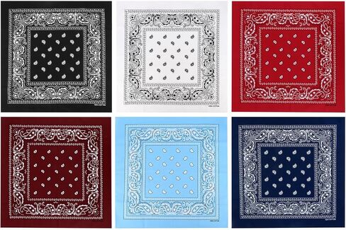 6 حزمة 22 "x22" Bandanas الخفيفة الوزن للرجال والنساء 100 ٪ القطن باندانا in Kuwait