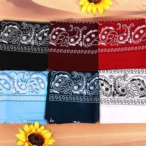 6 حزمة 22 "x22" Bandanas الخفيفة الوزن للرجال والنساء 100 ٪ القطن باندانا in Kuwait