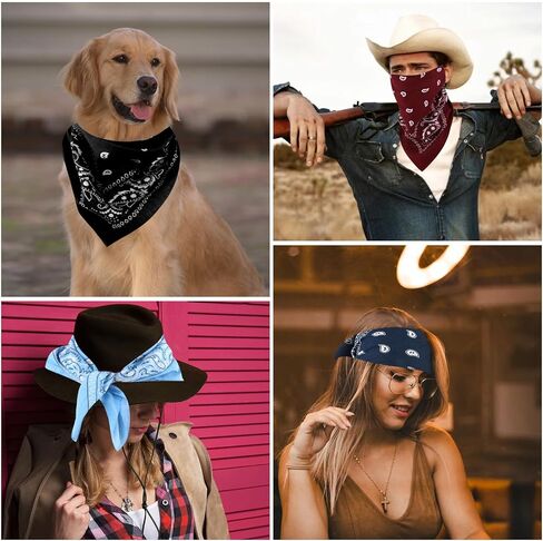 6 حزمة 22 "x22" Bandanas الخفيفة الوزن للرجال والنساء 100 ٪ القطن باندانا in Kuwait