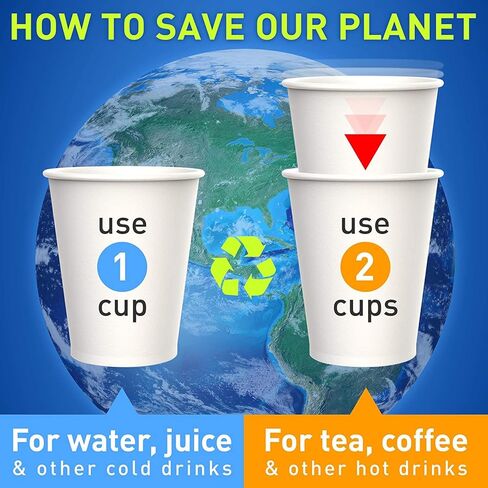 أكواب ورقية بيضاء متعددة الأغراض سعة 6 أونصة (50 قيراطًا) - كوب مشروبات ساخنة لمياه القهوة والشاي والمشروبات الباردة - كوب ورقي لأكواب الاستحمام المنزلية المثالية in Kuwait