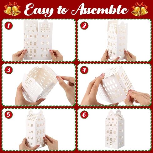 Amyhill Multicolor Paper Village Set - 36 PCS DIY House and Trees Mini Cardboard Crafts Table Table Concerpiece for Mantel ، Window Home Decor in Kuwait