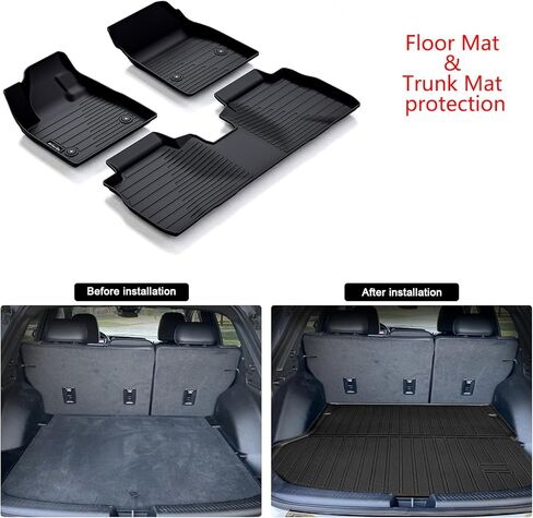 سجادات الأرضية وبطانات الحمولة لسيارة Hyundai KONA 2024 (الطراز الكهربائي غير المناسب)، TPE للحماية من جميع الأحوال الجوية، بطانات أرضية السيارة للصف الأول والثاني ملحقات حصيرة صندوق السيارة - أسود in Kuwait