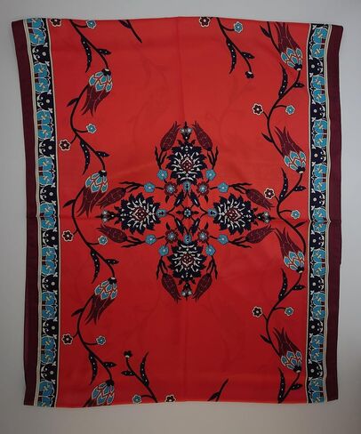 MutluHan Turkish Scarf - 100% Silk Tulip Design | Navy Blue Turquoise | Luxurious and Comfortable Women’s Scarf, Perfect for Gifts and Special Occasions, Suitable for Daily, Evening and Office Wear in Kuwait
