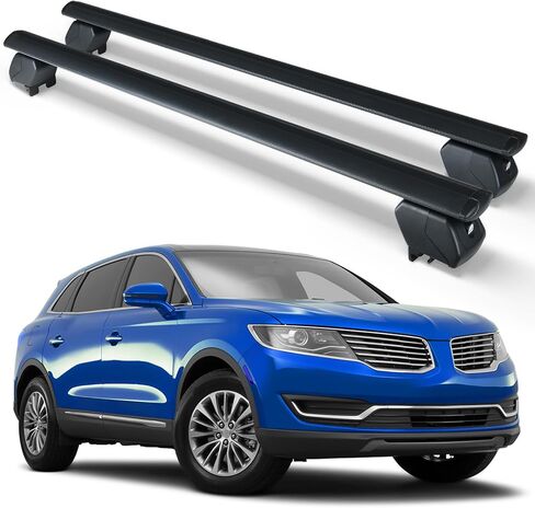 قضبان صليب سقف شاقة 300 رطل متوافقة مع 2019 2020 2021 2022 2023 2024 2025 Lincoln Aviator مع القضبان الجانبية ، قابلة للقفل وقابلة للتعديل على السطح على السطح حامل الشحن in Kuwait