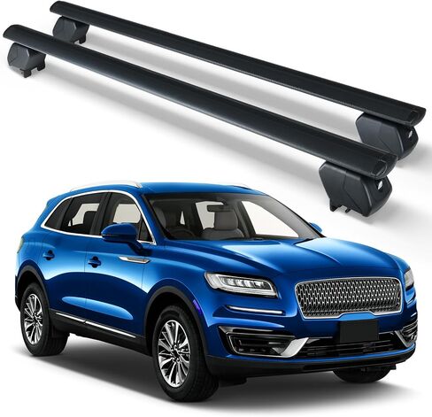 قضبان صليب سقف شاقة 300 رطل متوافقة مع 2019 2020 2021 2022 2023 2024 2025 Lincoln Aviator مع القضبان الجانبية ، قابلة للقفل وقابلة للتعديل على السطح على السطح حامل الشحن in Kuwait