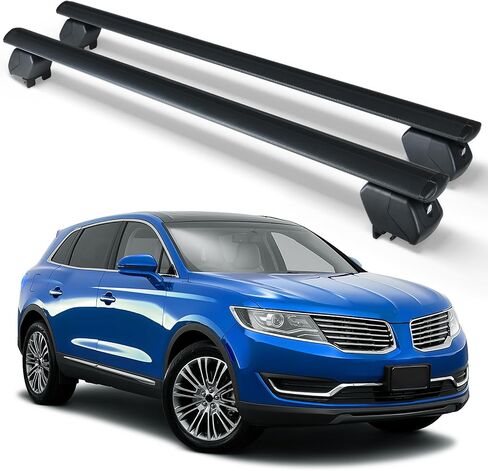 قضبان صليب سقف شاقة 300 رطل متوافقة مع 2019 2020 2021 2022 2023 2024 2025 Lincoln Aviator مع القضبان الجانبية ، قابلة للقفل وقابلة للتعديل على السطح على السطح حامل الشحن in Kuwait