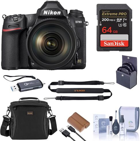 كاميرا Nikon D780 FX-Format DSLR ، حزمة مع بطارية EN-EL15C ، بطاقة ذاكرة 64 جيجابايت ، قارئ البطاقة وحقيبة الكتف in Saudi Arabia
