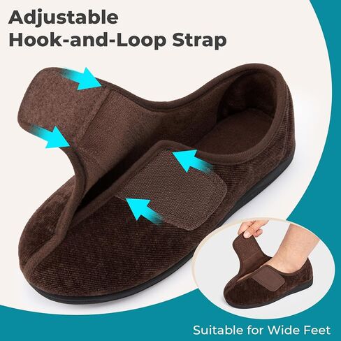 شبشب HomeTop رجالي من قماش شانيل قابل للتعديل، حذاء منزلي واسع ناعم ومريح ومضاد للانزلاق in Kuwait