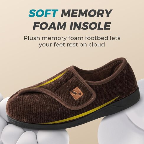 شبشب HomeTop رجالي من قماش شانيل قابل للتعديل، حذاء منزلي واسع ناعم ومريح ومضاد للانزلاق in Kuwait