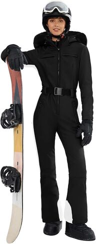 Yousify Womens Ski Suit One Piece Snowsuit Onesie Waterproof Windproof Ski Jacket Snowboard Sports Slim Jumpsuits Outerwear in Kuwait