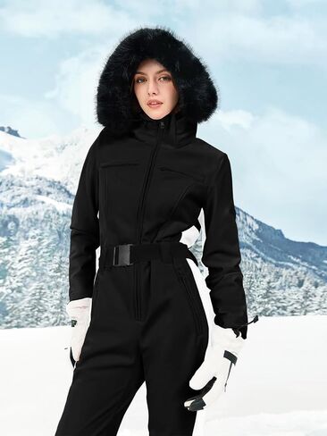 Yousify Womens Ski Suit One Piece Snowsuit Onesie Waterproof Windproof Ski Jacket Snowboard Sports Slim Jumpsuits Outerwear in Kuwait