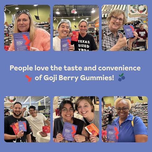 Goji Goji Berry Superfood Gummies-مضادات الأكسدة الطبيعية ، والهضم ، 240 ملغ كامل ، السكر المنخفض ، نباتي ، 45 غموض بنكهة التوت الأزرق in Kuwait