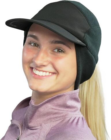 TrailHeads Ponytail Hat, Fleece Beanie for Women - Winter Hat with Visor - Warm Hats for Women, Running Hat, Winter Golf in Kuwait