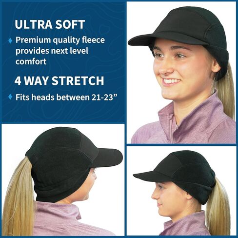 TrailHeads Ponytail Hat, Fleece Beanie for Women - Winter Hat with Visor - Warm Hats for Women, Running Hat, Winter Golf in Kuwait