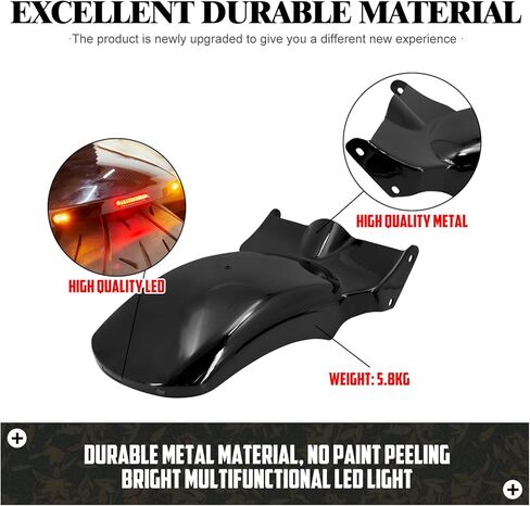 Motorcycle Rear Fender with LED Lights Turn Signal Brake Running Light Fit For Harley Softail Breakout and Rocker FXBR FXBRS 2008-2017 in Kuwait