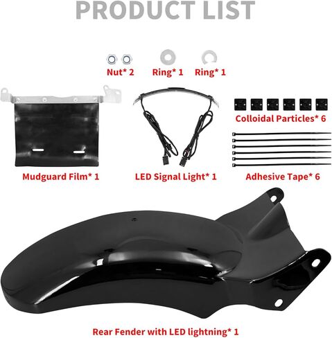 Motorcycle Rear Fender with LED Lights Turn Signal Brake Running Light Fit For Harley Softail Breakout and Rocker FXBR FXBRS 2008-2017 in Kuwait