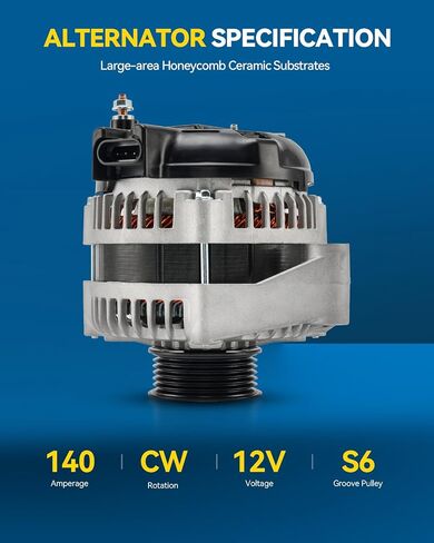 PHILTOP Alternator Compatible with Santa Fe 2007-2009 2.7L, Rondo 2007-2010 2.7L, Optima 2007-2010 2.7L High Amp Alternators Replace 11190N 12V 130Amp CW S6 6-Groove Pulley in Saudi Arabia