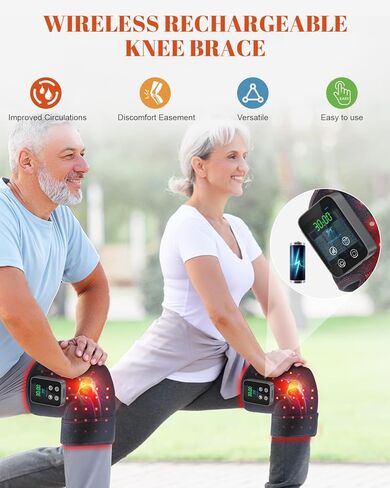 دعامة الركبة العلاجية بالضوء الأحمر اللاسلكية القابلة لإعادة الشحن مع أوضاع النبض والتسخين، 660 نانومتر و850 نانومتر بالقرب من الأشعة تحت الحمراء للركبة والمرفقين والكتفين مثالية لكبار السن والرياضيين in Kuwait