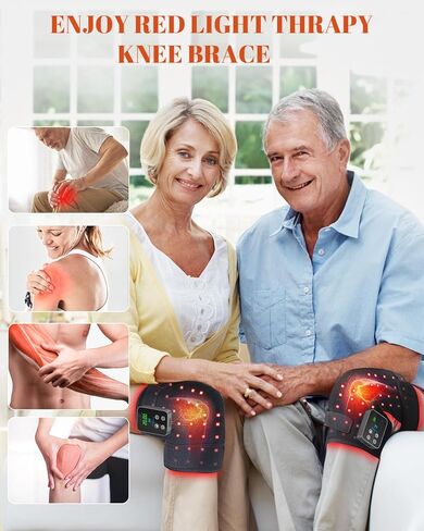 دعامة الركبة العلاجية بالضوء الأحمر اللاسلكية القابلة لإعادة الشحن مع أوضاع النبض والتسخين، 660 نانومتر و850 نانومتر بالقرب من الأشعة تحت الحمراء للركبة والمرفقين والكتفين مثالية لكبار السن والرياضيين in Kuwait