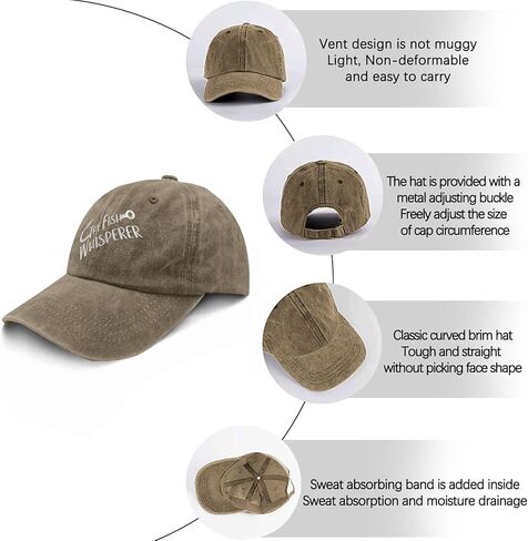 The Fish Whisperer Golf Hat Outdoor Hat Pigment Black Trucker Hats Women Gifts for Boyfriends Outdoor Cap in Kuwait
