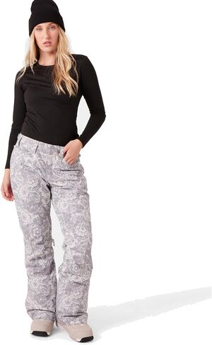 Roxy Women's Backyard Snow Pant – 10K Waterproof Ski & Snowboard Pants, Tailored Fit, Insulated, Grey Combo, X-Small in Saudi Arabia