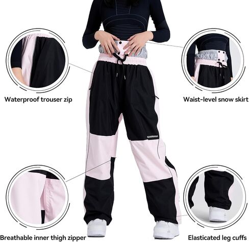 Womens Ski Pants Waterproof Windproof Insulated Snow Pants, Snowproof Ankle Cuffs for Snowboarding Hiking in Saudi Arabia