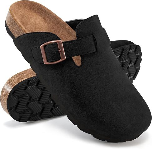 Alicegana Clogs for Women Cork Footbed - Comfortable Slip on Suede Mules Trendy Casual Potato Shoes Closed Toe Sandals in Kuwait