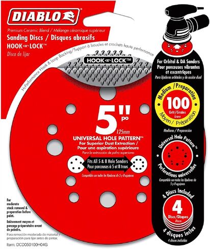 Diablo Hook and Lock ROS Sanding Discs للخشب والمعادن والبلاستيك - 5 "، 80 حصى ، خشنة ، مزيج من السيراميك ، 15 عبوة - DCD050080H15G in Kuwait
