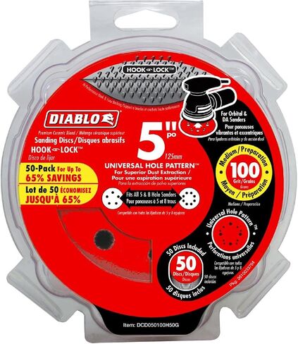 Diablo Hook and Lock ROS Sanding Discs للخشب والمعادن والبلاستيك - 5 "، 80 حصى ، خشنة ، مزيج من السيراميك ، 15 عبوة - DCD050080H15G in Kuwait