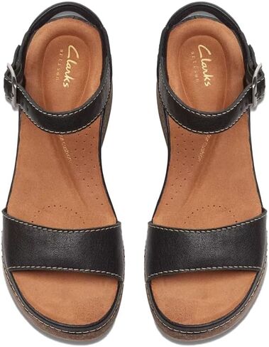Clarks Women's Kassandra Lily Wedge Sandal ، Blue Nubuck ، 9.5 Wide ، 26177296 in Kuwait