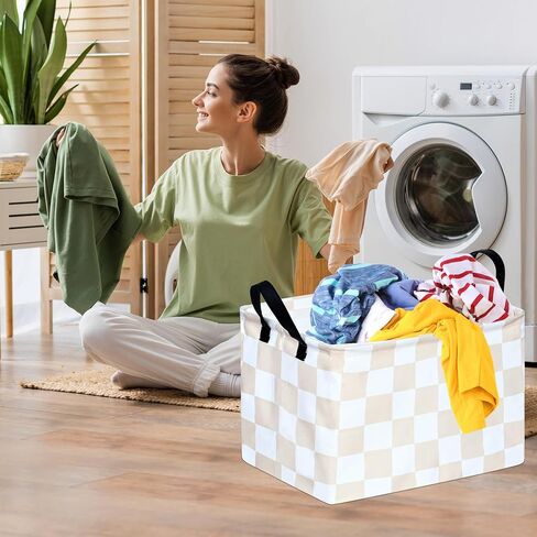 Mother's Day Gift Empty Storage Basket for Women,Baby Organizer Bins Girls Nursery hamper with Handles Closet Shelf Cube Storage Box for Kids Toys Books,Room Decor(Flower Love) in Kuwait