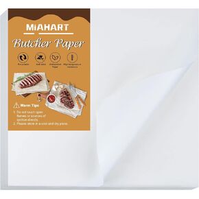 MIAHART 60 Pieces White Butcher Paper Thicken Disposable Butcher Paper Sheets 12 * 11 inch Square Meat Sheet No Wax Butcher Paper Precut Butcher Paper for Sublimation Heat Press Wrapping Meat