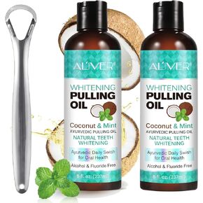 سحب غسول الفم بالزيت للسفر 20 عبوة، عبوات غسول الفم للسفر للتنفس المنعش، سحب زيت النعناع الخفيف، سحب زيت جوز الهند الطبيعي لتبييض الأسنان ولثة أكثر صحة، خالي من الكحول in Kuwait