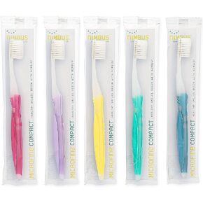 Nimbus Extra Soft Toothbrushes (Compact Head), Periodontist Design Tapered Bristles for Sensitive Teeth and Receding Gums, Individually Wrapped Plaque Remover Travel Toothbrush (10 Pack, Colors Vary)