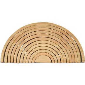 Large Wooden Rainbow Stacker Arches, Set of 12 pcs., Natural and Unfinished Stacking Rainbow, by Woodpeckers