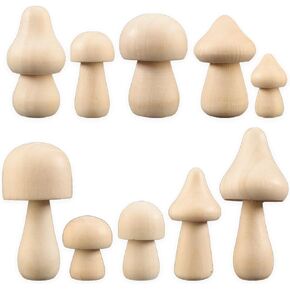 Savgkoyt 30PCS Wooden Mushrooms, Unfinished Wood Mini Mushroom Set for Crafts Decor, Natural 10 Sizes DIY to Paint Color Party Table Ornaments Decoration in Kuwait