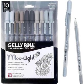 SAKURA Gelly Roll Moonlight 10 Gel Pens - Bold Ink Pen for Journaling, Art, or Drawing - Gray & Opaque Ink - Bold Line - 10 Pack