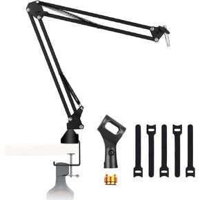 Boom Arm Mic Stand,Adjustable Microphone Scissor Arm Suspension Boom with Mic Clip and Cable Ties, Heavy Duty Stand for Blue Yeti Nano Snowball Ice,HyperX QuadCast,Recording Gaming Streaming