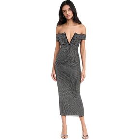Self Portrait Women's Printed Mesh Rhinestone Midi Dress in Kuwait