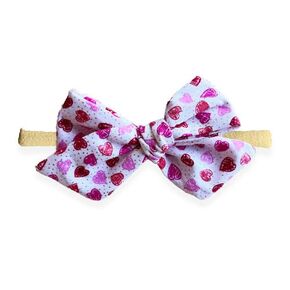 Valentines Day Sweatheart Baby Girl Toddler Nylon Headband Bow or Clip - Made in USA