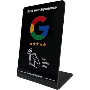 NFC Google Review Stand, One-Tap Instant Feedback & Ratings | Elevate Customer Engagement & Boost Business Reviews | Reusable One Touch NFC Reviews | Compatible with Any Smartphone (Black, 1 Stand)