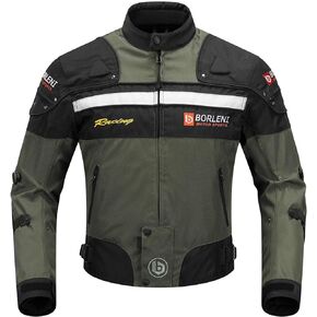BORLENI Motorcycle Jacket Windproof Motorcycle Full Body Protective Gear CE Armor Suitable for All Seasons,Brown,L