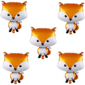 Fox Balloons Fox Shaped Foil Mylar Balloons for Baby Shower Kids Boys Woodland Animals Theme Birthday Party Supplies Decorations 25 Inchs 5PCS