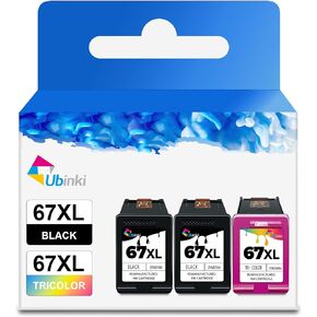 Ubinki Remanufactured Ink Cartridge Replacement for HP 67XL 67 XL HP67 HP67XL Black Color Combo for 2700 2700e 2752 2752e 2742e 2755e 4100 4100e 4152e 4155e 6000 6055e 6400 6458 6458e 6455e Printer