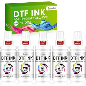 Upgraded Auto Fill DTF Ink - 1500ML DTF Transfer Ink for DTF Film, Refill Ink for Epson ET-8550 ET-8500 Printers, Heat Transfer Printing Ink Set 250ml x 6 Wh, CMYK (Anti-UV/ICC-Free)