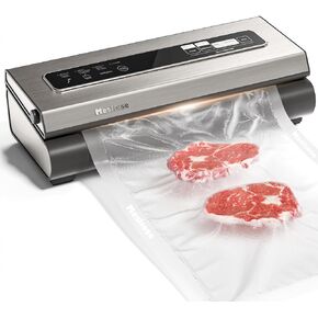 Vacuum Sealer Machine Powerful 90Kpa Precision 6-in-1 Compact Vacuum Food Preservation System Built-in Cutter, 2 Bag Rolls & 5 Pre-cut Bags, Dry&Moist Modes Smart Suction, ETL Listed (Copper)
