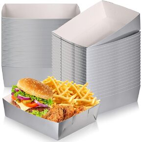 Mifoci 50 Pcs Graduation Party Supplies 5 lb Large Metallic Iridescent Food Boats Nacho Plates Disposable Serving Snack Trays for Disco Party Birthday Graduation Party Supplies